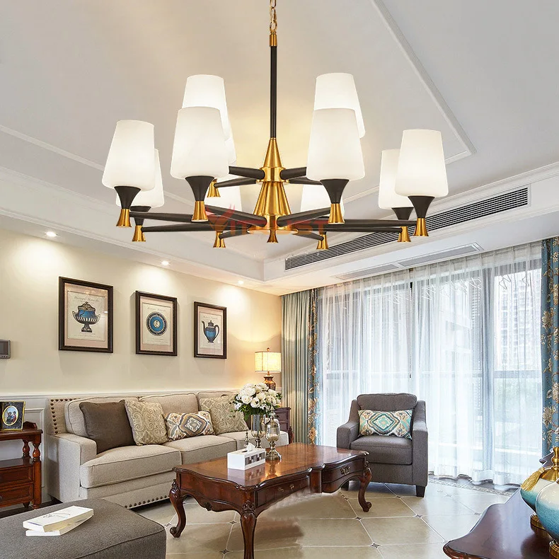 Modern Chandelier Lamps Lights Iron Lampshade Vintage LED Chandeliers Living Room Bedroom Dining Restaurant Hanging Light | Освещение