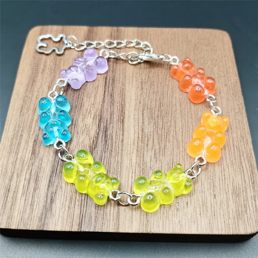 

Rainbow Candy Bear ins Colored Gummy Gummy Cute Bear Bengdi Hip Hop Jelly Bracelet