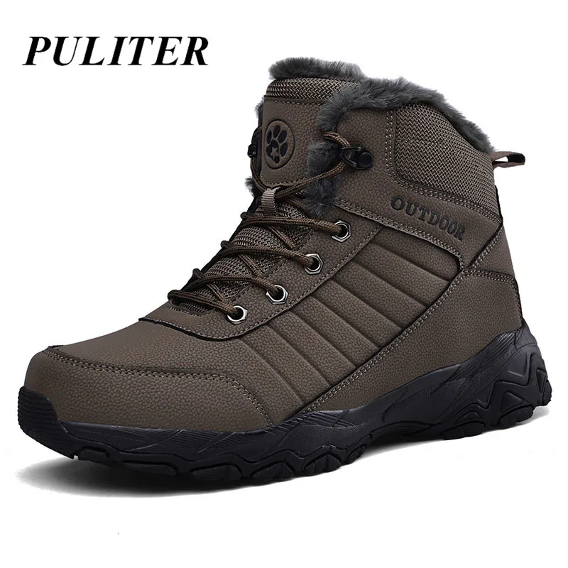 Супер теплые зимние ботильоны мужская зимняя повседневная обувь из натуральной