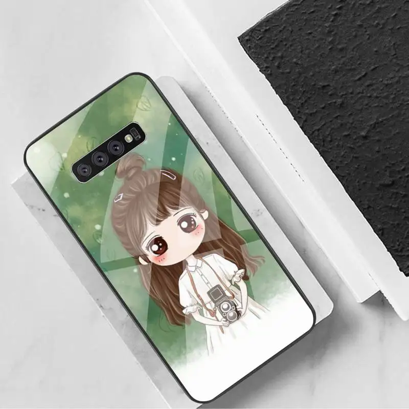 

ZFGHSHYQ Cute Cartoon Girls Phone Case Tempered Glass For Samsung S6 7 8 9 10 20 Plus Ultra Note8 9 10 10pro