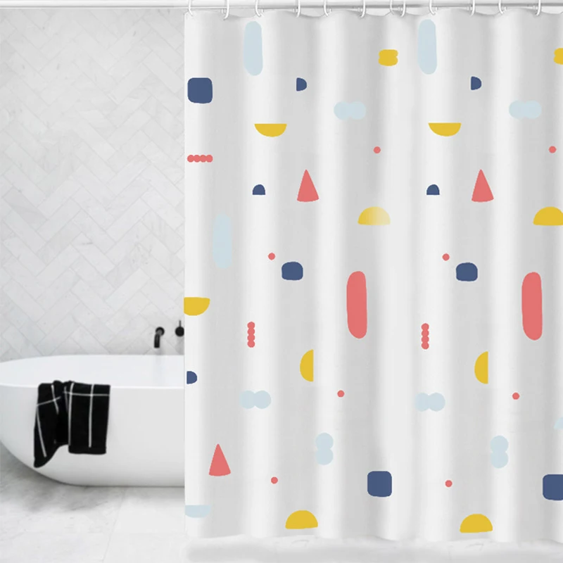 

Bath Curtain Waterproof Shower Curtains Thickened Geometric Bath Screen Printed Curtain for Bathroom Shower Curtain Gift Navidad