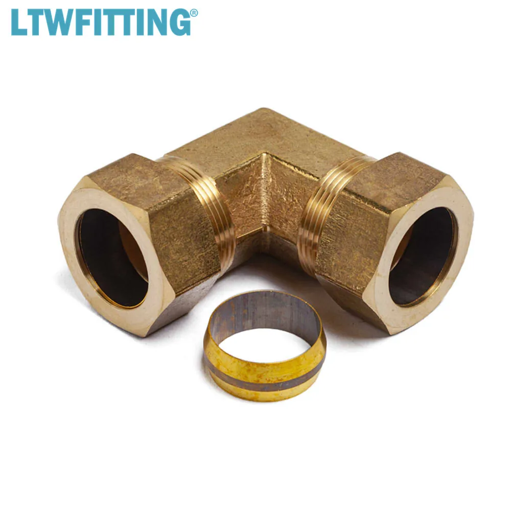 

LTWFITTING Value Pack 7/8" Brass Compression Sleeves Ferrels and 7/8" OD 90 Degree Compression Union Elbow