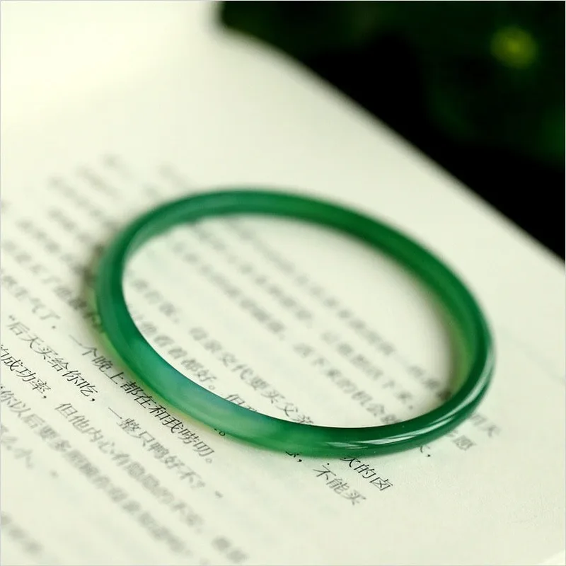 Natural Green Jade Bangle Charm Jewellery Women's Hand-Carved Jadeite Bracelet Bangles for Women Men Fashion Accessories