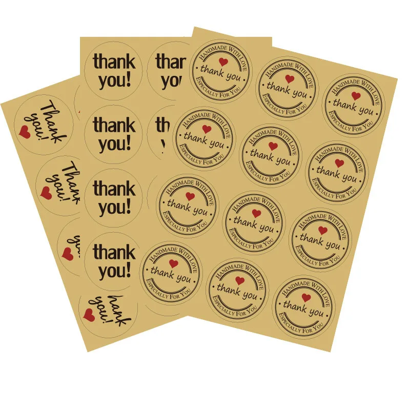 48 шт ручной работы wtih Красное сердце с надписью Love Thank you круглые Скрапбукинг Бумажные этикетки печать стикер DIY Подарочный стикер