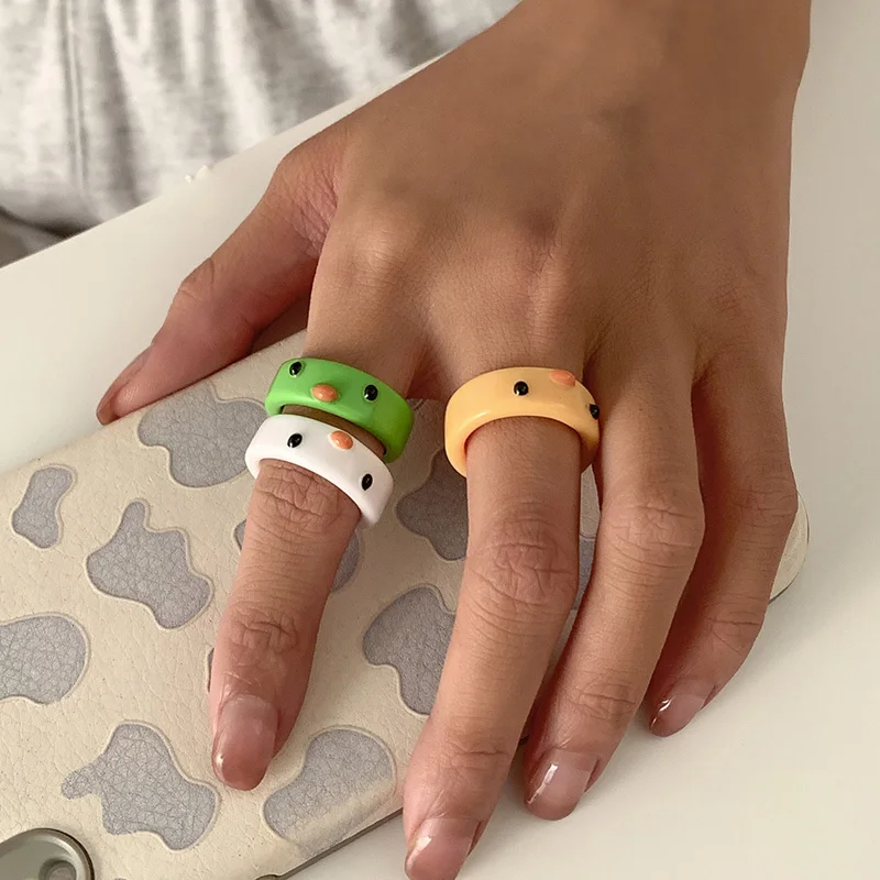 

Korean Style Cute Chick Adjustable Finger Rings for Women Girls Teens Retro Fashion Frogs Toad Cool Ring Designer Trendy Jewelry
