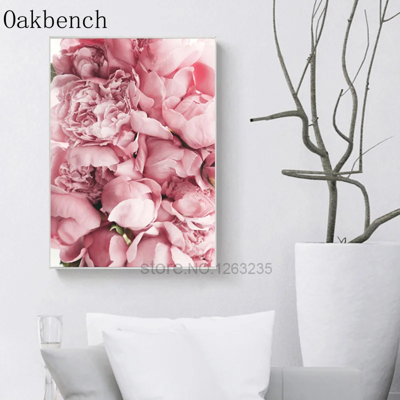 Настенная Картина на холсте с розовыми цветами постеры и принты в скандинавском