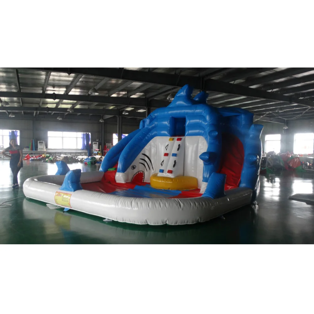 Inflatable children water slides shark slider inflatable slide with separate pool | Спорт и развлечения