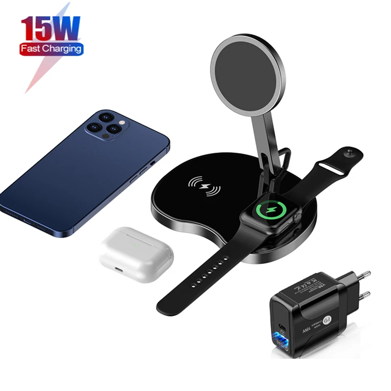 

15W 3 In 1 Qi Wireless Charger Stand For IPhone 12 11 XS XR X 8 AirPods Pro Charge Dock Station For Apple Watch IWatch 5 4 3 2