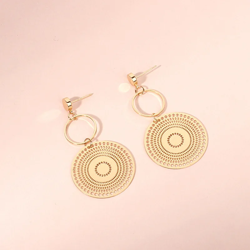 Hollow Geometric Circle Earrings European and American Ethnic Bohemian Round | Украшения и аксессуары