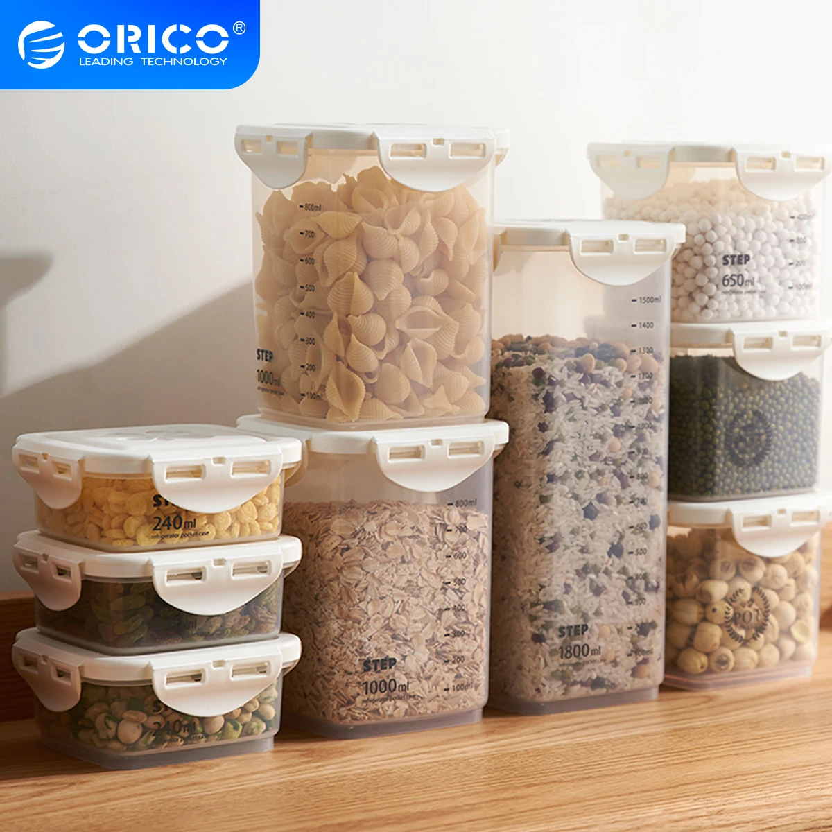 

Пластиковые Кухонные банки ORICO, банки для хранения еды, холодильник, стандартная коробка, многозернистый резервуар для хранения, герметичны...