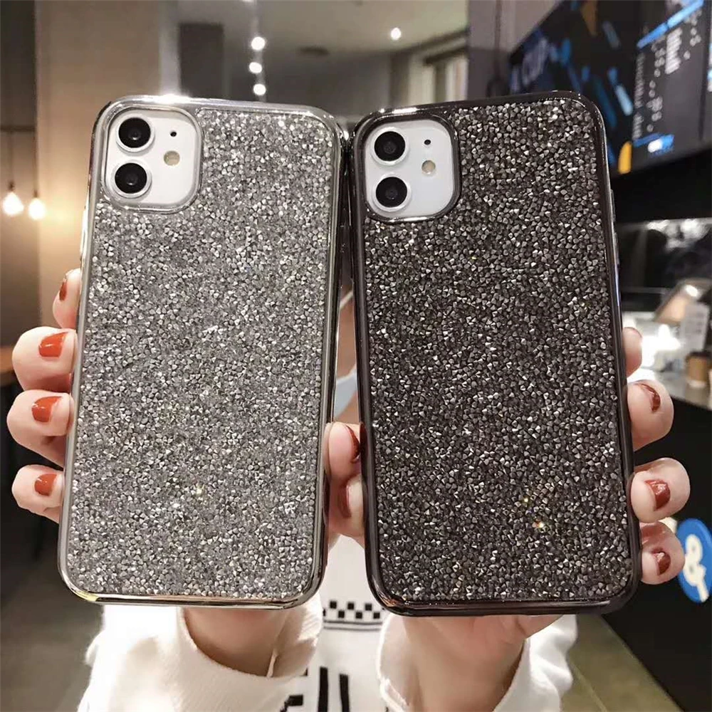 С сияющими блестками плакированная задняя крышка для iPhone 6S 6 7 8 Plus X XR XS MAX