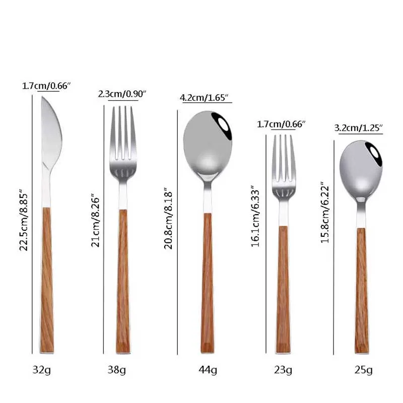 5 шт./компл. нож с деревянной ручкой ужин набор посуды Нержавеющая сталь столовый
