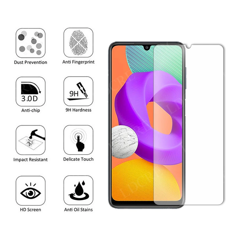Pel&iacute;cula protectora de pantalla de vidrio templado para Samsung Galaxy M22, Protector de cristal templado para Samsung Galaxy M22-2