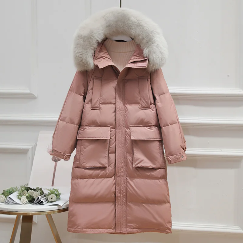 

Cold Warm Down Jacket Women's Jackets long Winter Coat 90% White Duck Down Outerwear Abrigo Mujer casual Hooded Parka Overcoat