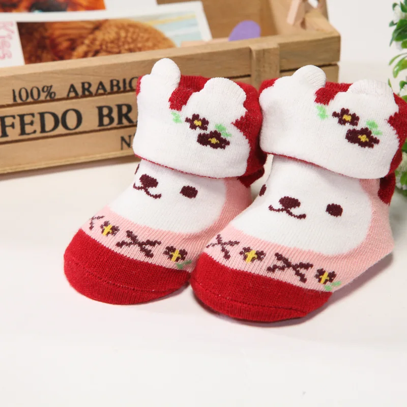 

1 Pair 3-6Month Baby Infant Cute Anti Slip Boots Newborn Cotton Lovely Warm Shoes Slip-resistant Floor Socks Cartoon Slippers