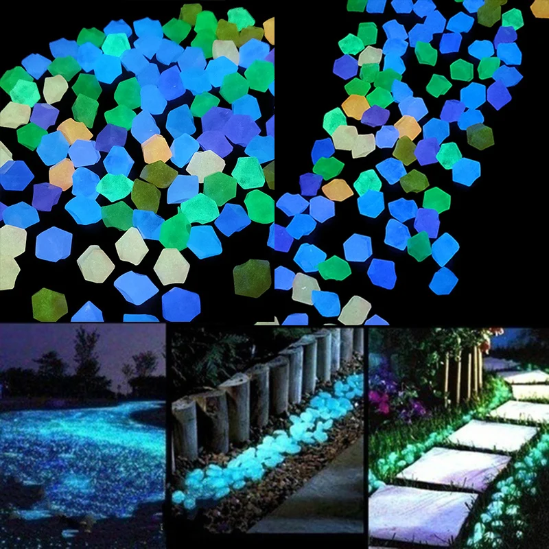 

300pcs Luminous Stones Garden Pebbles Glow In Dark Rocks Aquarium Fish Tank Garden Path Patio Yard Decoration Glow Stones
