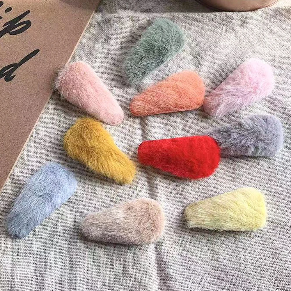 Красочные искусственные Плюшевые Пушистые Меховые детские заколки для волос с