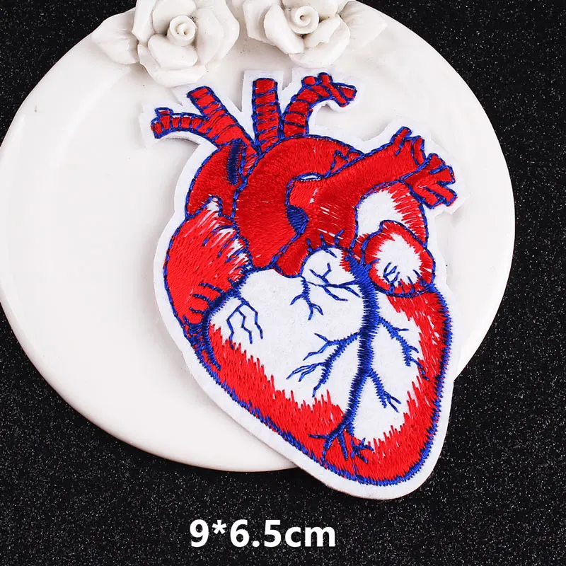 DIY Heart Patch Punk Patches Embroidered For Clothing Red Cool Stickers Clothes Stripe Badge Iron On Accessory | Дом и сад