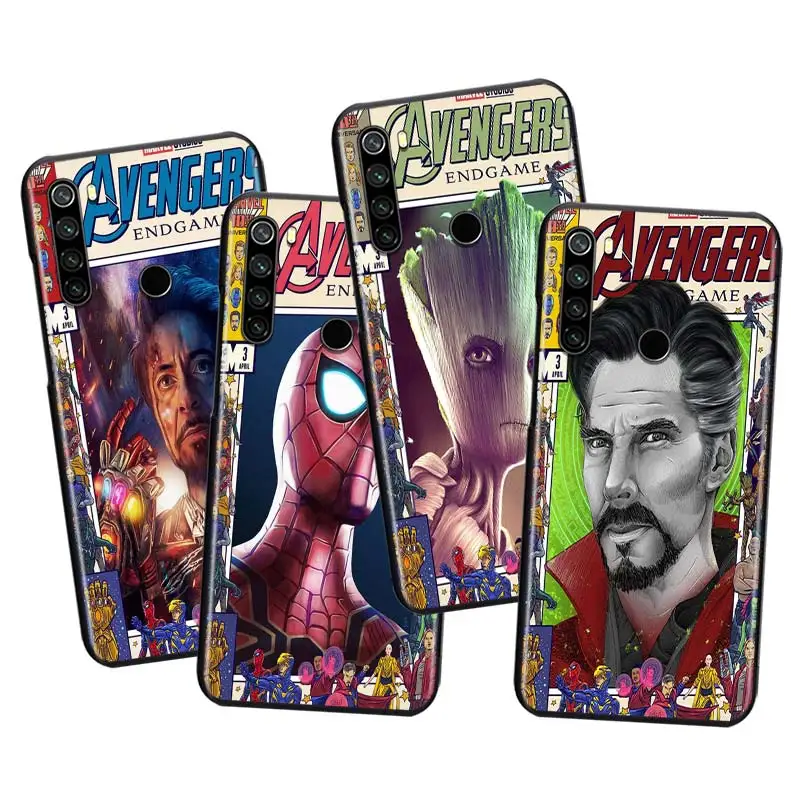 

Phone Case Marvel superhero poster For Xiaomi Redmi Note 4 4X 5A 5 6 7 8T 8 9T 9S 9 10 10S Prime Pro Max Black Soft TPU Cover