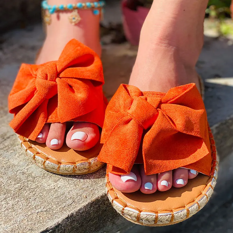 

Platform Slippers Women Summer Butterfly-Knot Straw Thick Bottom Slippers Casual Fashion Plus Size Woman Shoes Ladies Sandals