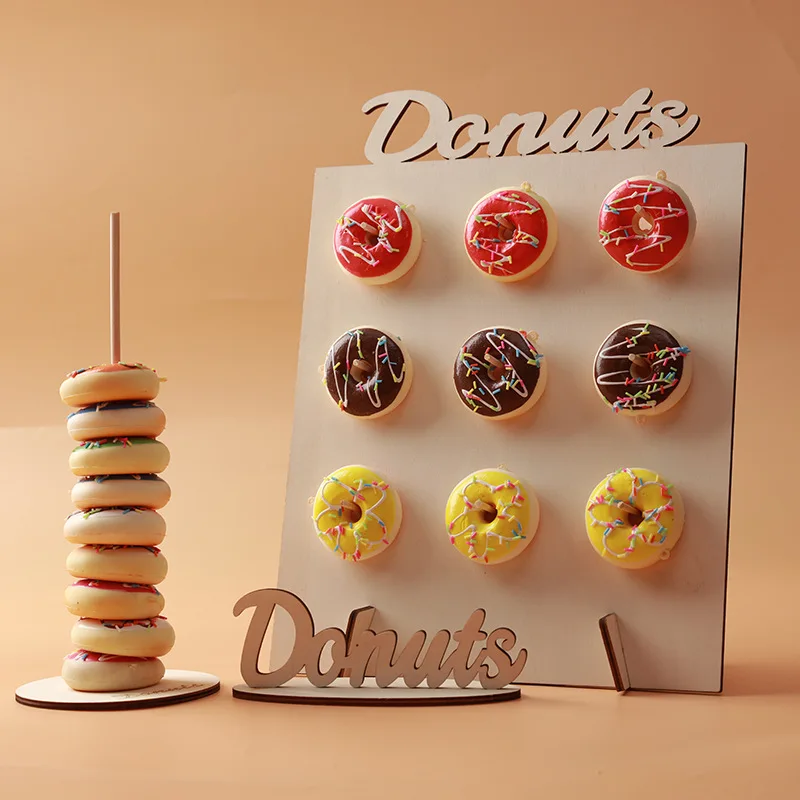 

Wooden Donut Wall Stand Doughnut Holder Baby Shower birthday party decoration wooden wedding event supplies kids party donuts