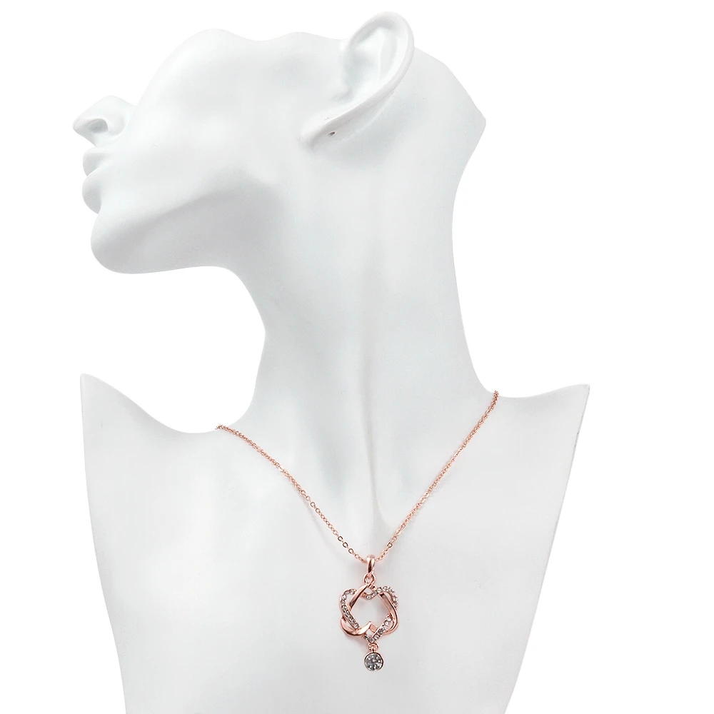 

ZEMIOR Women Pendant Necklaces Fashion Hollow Heart To Heart Clear Cubic Zirconia Necklace Female Anniversary Jewelry New Arriva