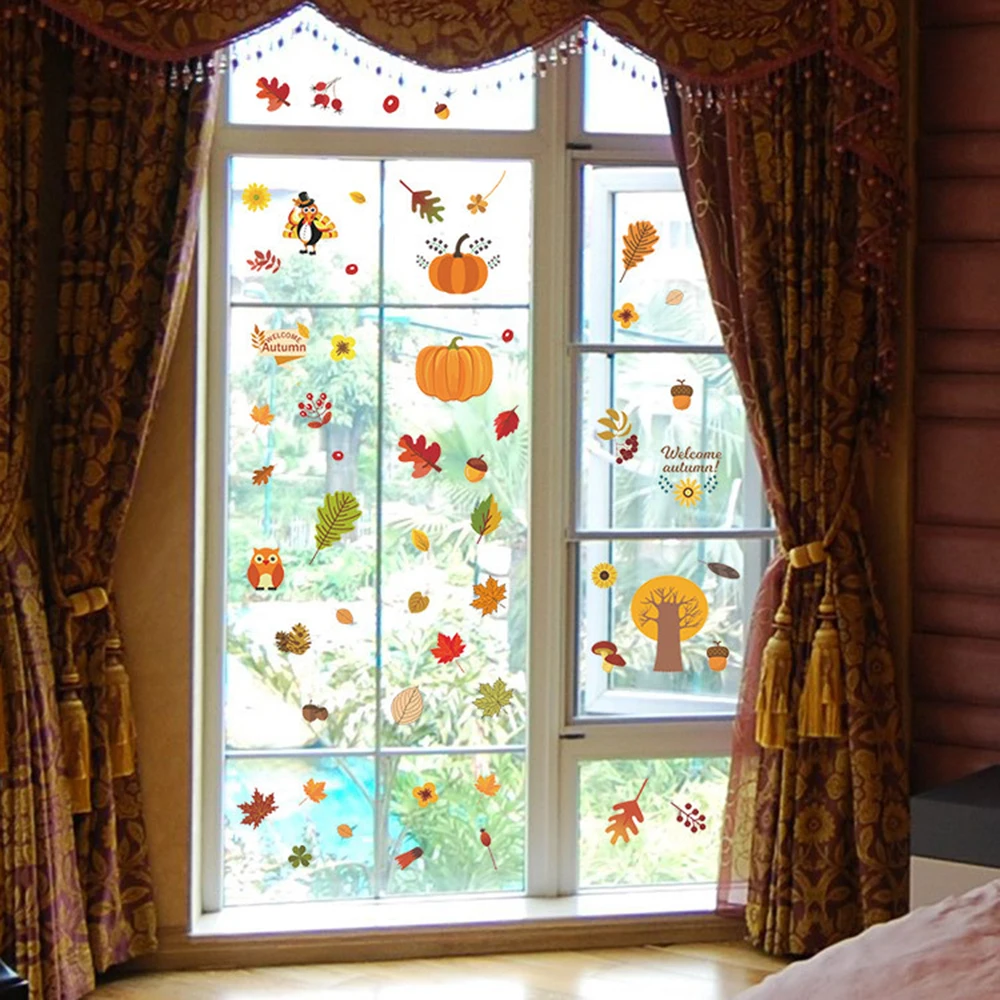 6 шт. Осенние наклейки на стену с изображением кленового листа в честь Дня