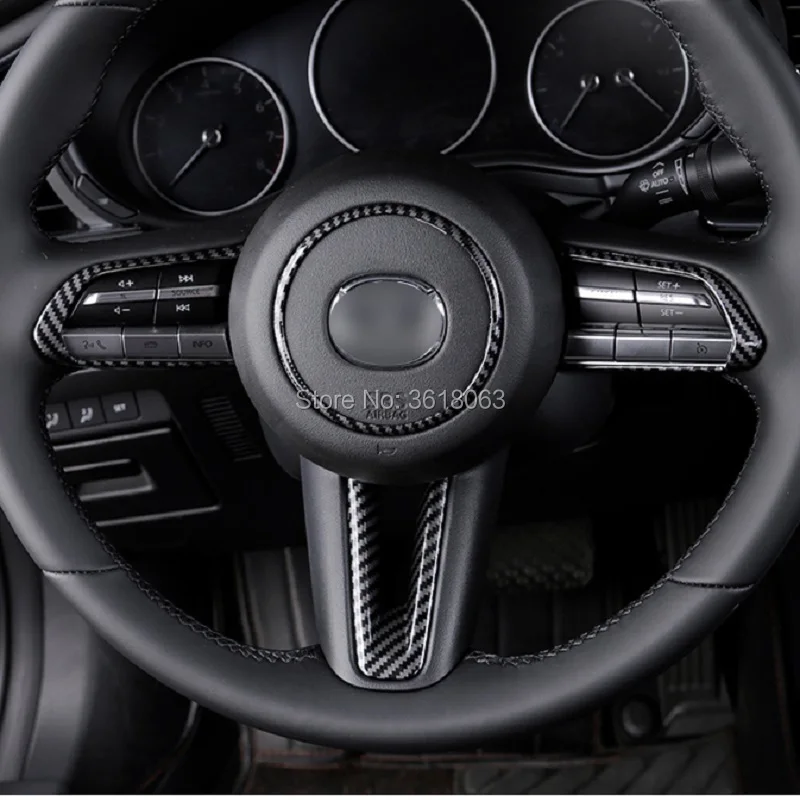 Для Mazda 3 Axela 2019 2020 Внутренняя крышка рулевого колеса из углеродного волокна с