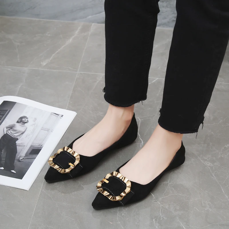 

Взрывобезопасные стильные популярные Элегантные Очаровательные туфли без шнуровки на плоской подошве с металлическим украшением женские ...