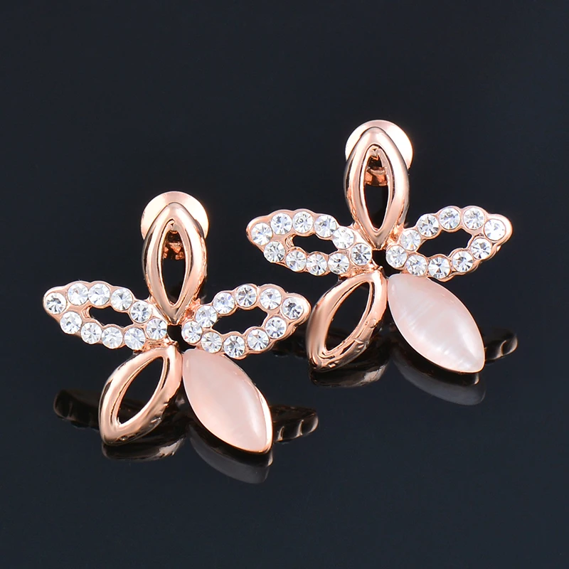 

KIOOZOL lovely opal stone flower stud earring for women girls Korean style earrings 2022 new fashion jewelry KO2