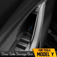 4pcs silicone flocking door storage box for tesla model 3 y handle storage tesla interior modification accessories door