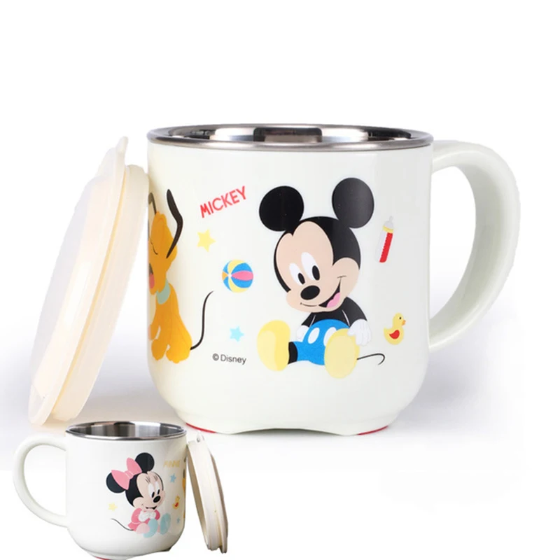 

Disney Children Cute Cartoon Milk Cup 300ML Creative Drink Water Drinkware Juice Cup Mickey Stainless Steel Mugs