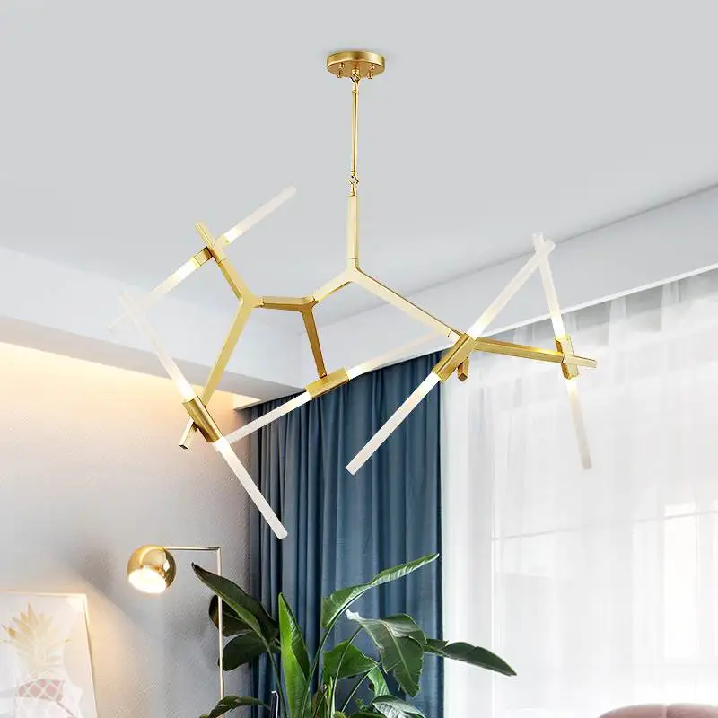 

Nordic Modern LED Chandeliers Art Deco Pendant For Living Room Kitchen Post Bedroom Crystal Lighting Black/Gold Branch Humanoid