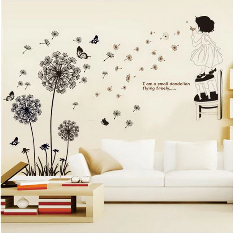 321125/наклейки на стену в виде одуванчика для спальни гостиной теплые