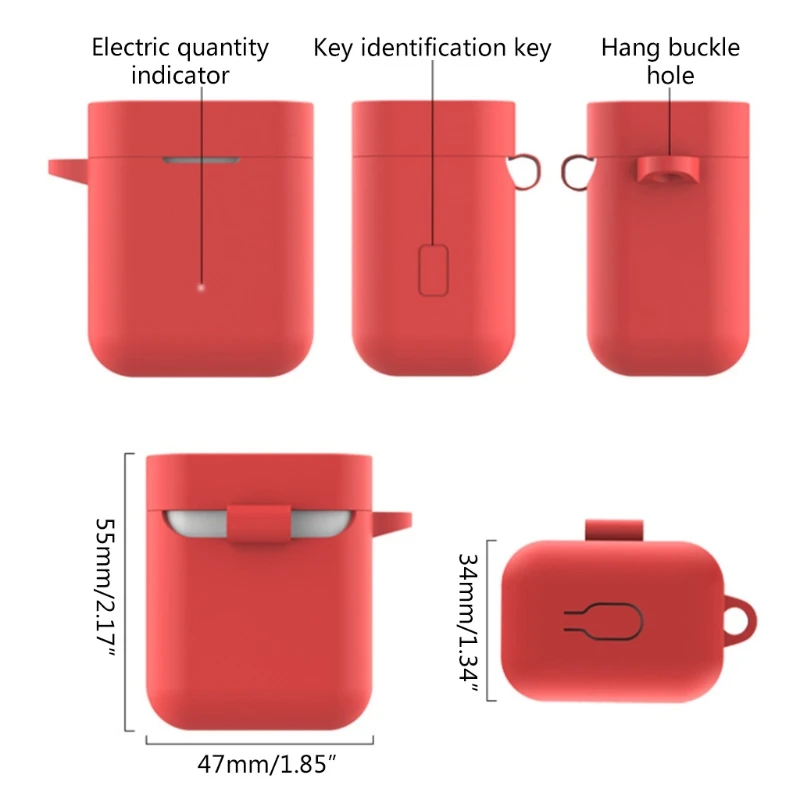

Case Mi Air Earphones Protective Soft Silicone Carrying Bag 3 in 1 Earbuds Accessories Equipped with Anti-Lost Rope & B