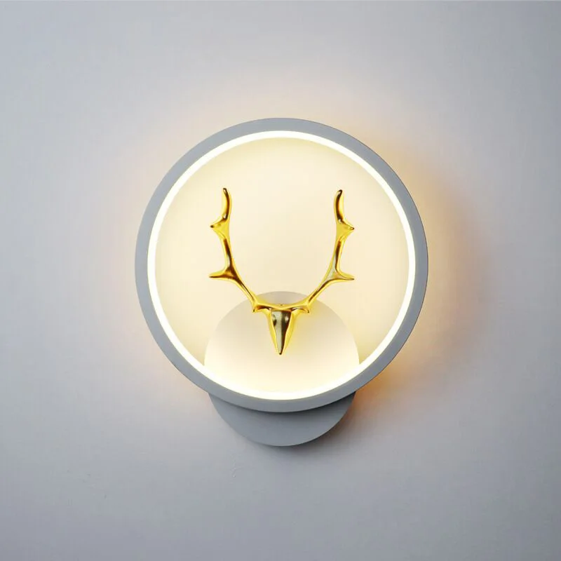 Round/Square Aluminum Led Wall Mounted Lamp Modern Fashion Gold Antlers Black White Interior Background Decoration Lighting | Освещение