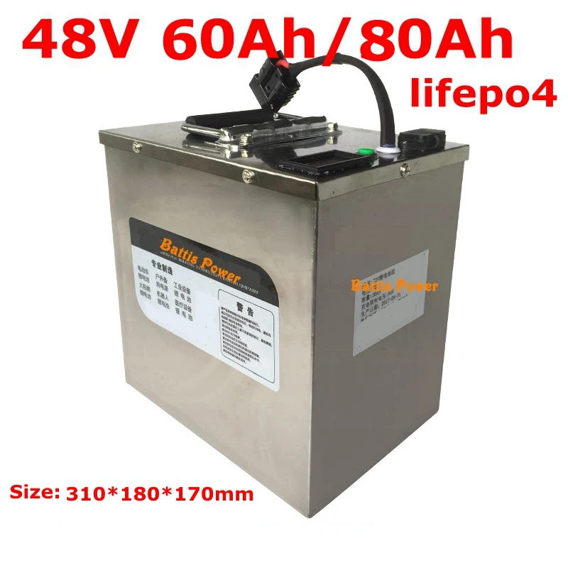 Аккумуляторная батарея Lifepo4 48 в 60 ач 80 Ач для скутера велосипеда гольф-мобиля