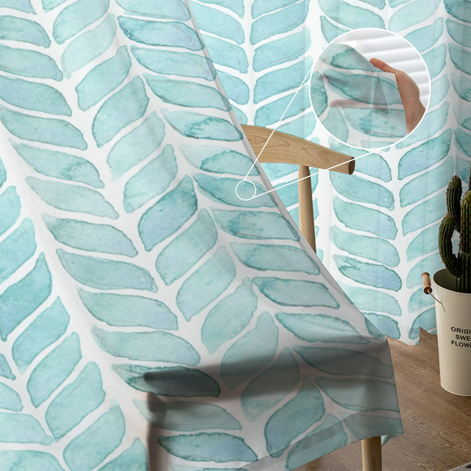 Синие акварельные прозрачные шторы оконные для гостиной спальни жалюзи детской