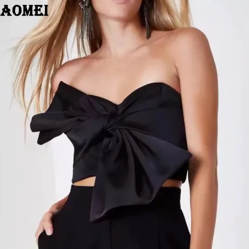 Женская майка с открытыми плечами открытой спиной и молнией без бретелек|Майки| |