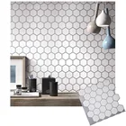 1 шт. Настенная Наклейка 30,5 см X 30,5 см Шестигранная белая виниловая настенная наклейка Se-lf клейкая 3D самоклеящаяся настенная плитка