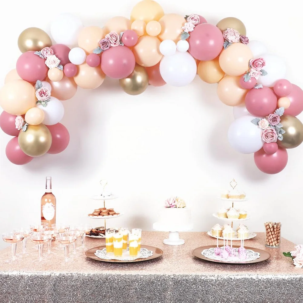 

101Pcs Blush Pink Rose Gold Confetti Balloons Garland Arch Kit for Birthday Baby Shower Wedding Party Balloons Decorations