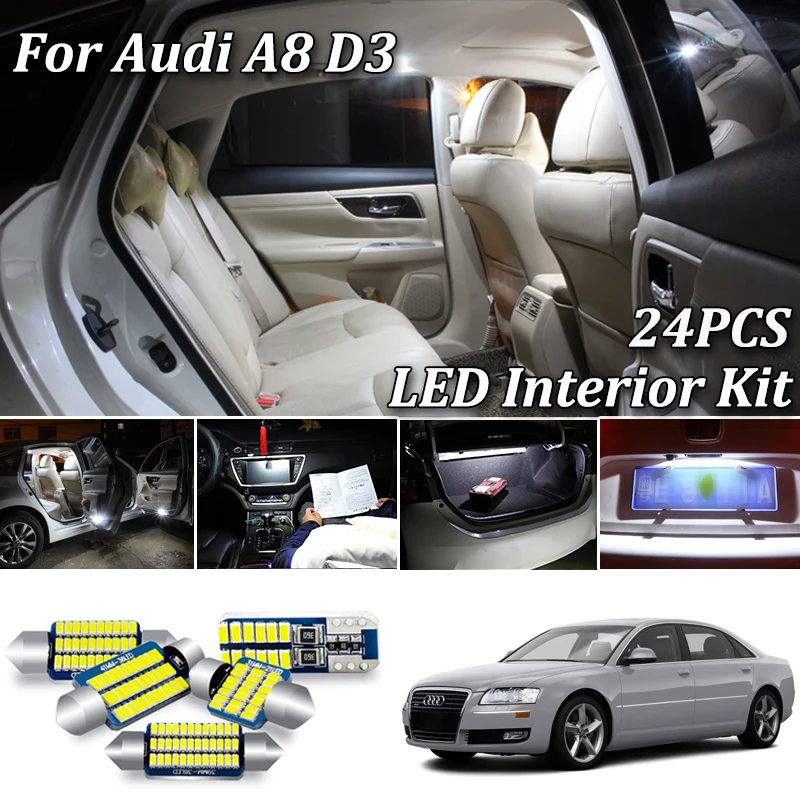 Комплект светодиодных ламп Canbus белого цвета для салона автомобиля 24 шт. Audi A8 S8 D3 4E
