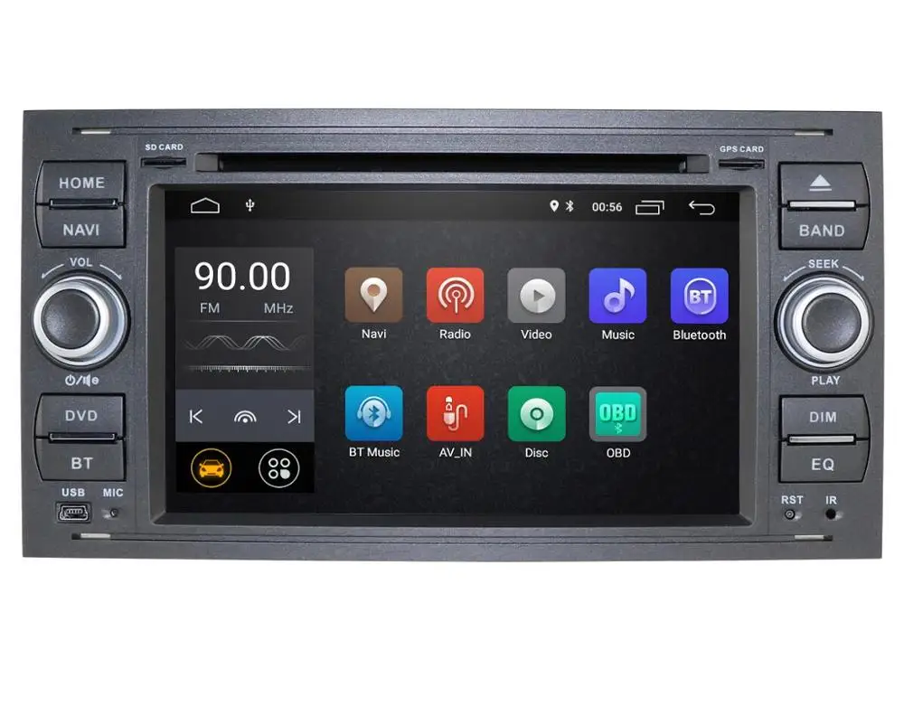 black Автомобильный dvd-плеер Android 9,0 DAB+ 2din в тире для Ford Transit Focus подключение S-MAX Kuga Mondeo с четырехъядерным Wifi 4G gps Bluetooth - Цвет: black