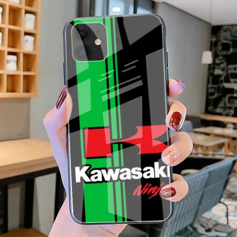 

Japanese Brand Kawasaki Moto Phone Cases Tempered Glass For Iphone6plus 6S 7 7plus 8 X XS XSmax XR 11 12 Pro Max 12mini