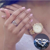 silver rings size 7 10 ring romantic heart shaped gift beautiful women birthday