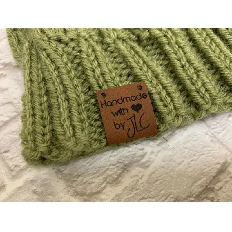 

30pcs Handmade label leather with brand logo Custom sewing tags for clothes knitting Folding crochet item labels DIY Accessories