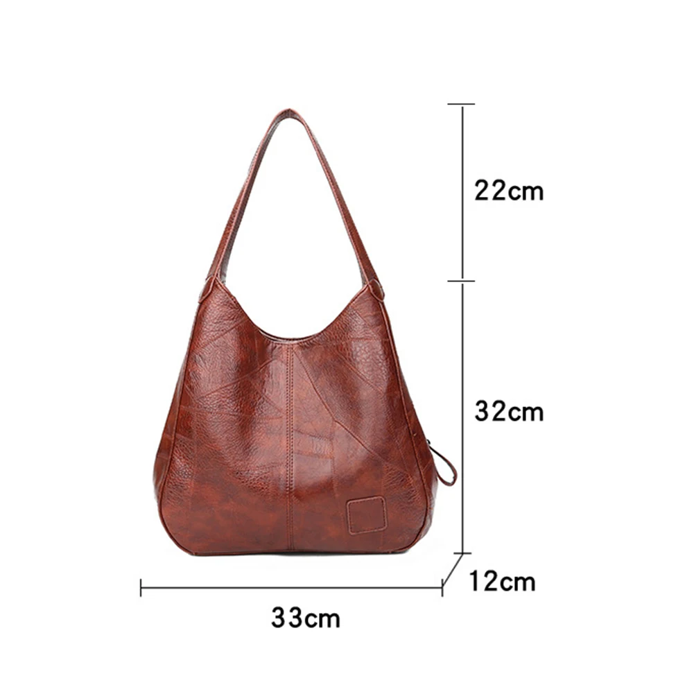 

Vintage Women Faux Leather Large Capacity Solid Color Shoulder Tote Bag Handbag