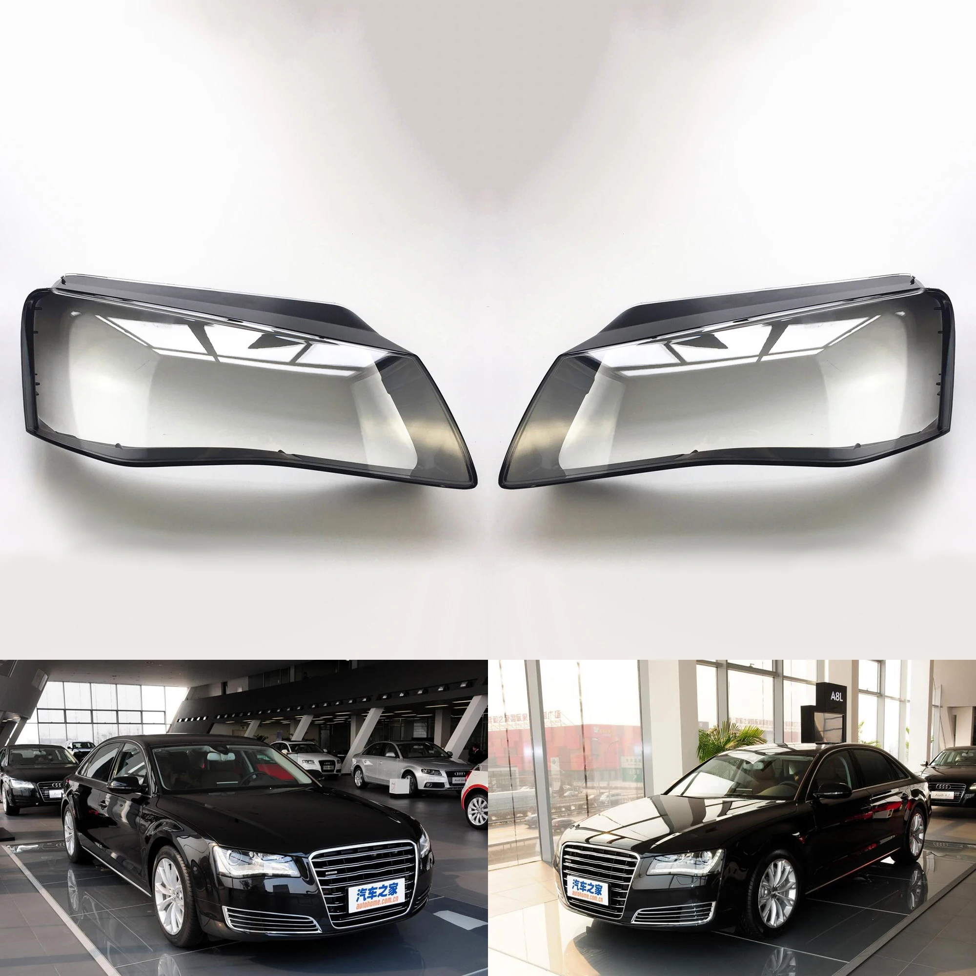 A Pair Для Audi A8 2011 2012 2013 крышка фары автомобиля объектив Замена Прозрачный передний авто чехол - Цвет: A Pair