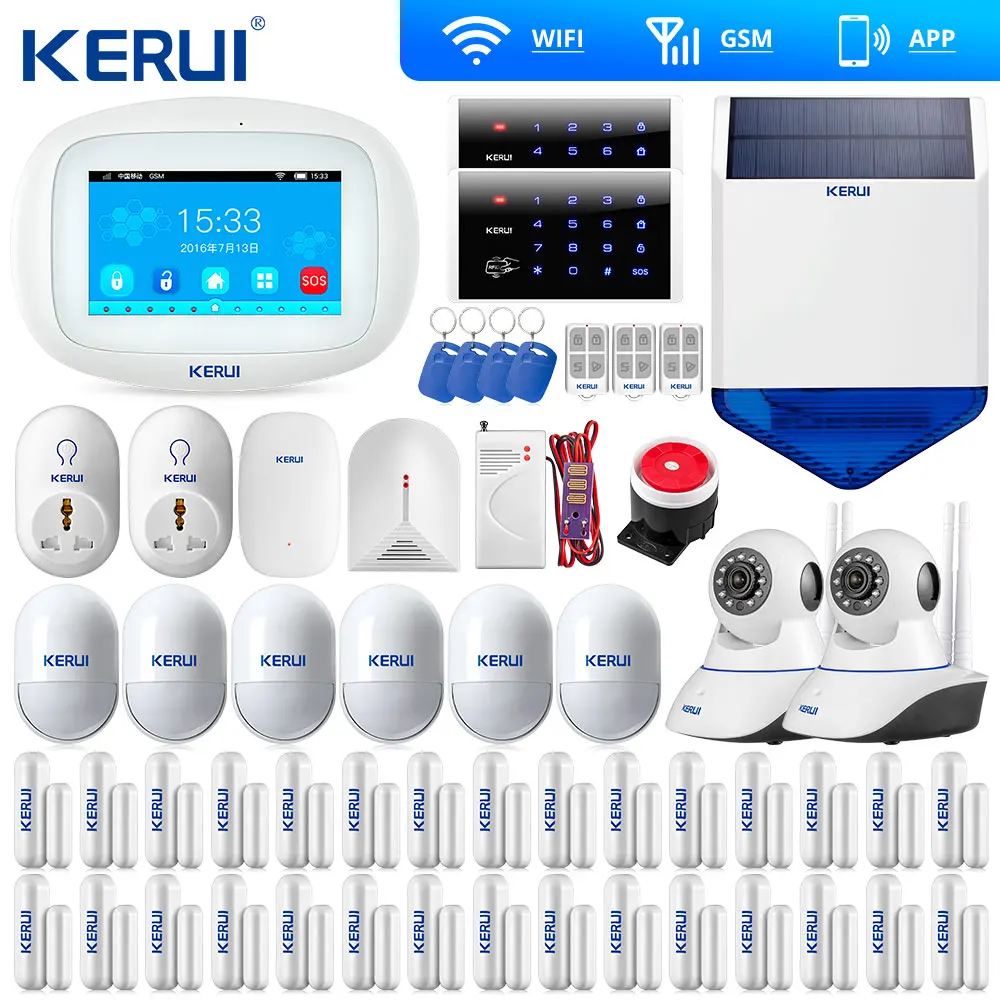 Новое поступление KERUI большой экран TFT цветной дисплей wifi GSM сигнализация домашняя сигнализация Безопасность RFID Клавиатура wifi IP камера