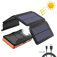 solar power bank 25000mah solar external battery charger waterproof detachable solar panels with dual usb and bright flashlight